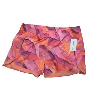 Athleta Printed Mesh Racer Run Short 4" Womens 3X Pink Orange Sporty Lined NWT